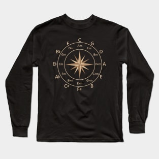 Circle of Fifths Compass Style Light Brown Long Sleeve T-Shirt